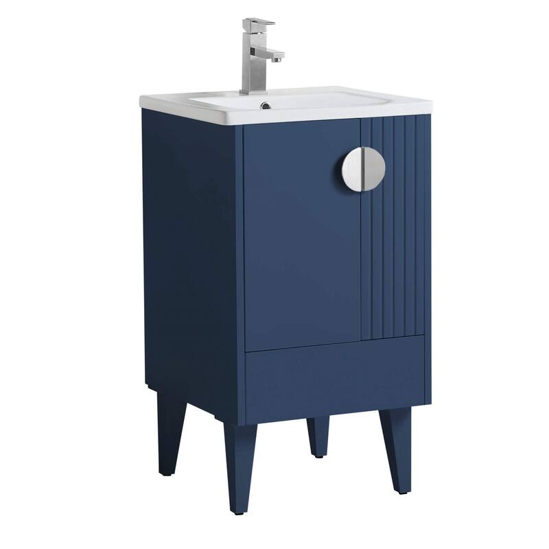 Venezian Single Bathroom Vanity with Sink - 20" - Navy Blue - Polished Chrome Handles