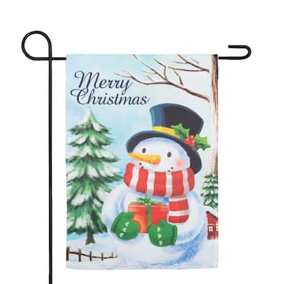 Merry Christmas and Snowman Outdoor Garden Flag 12.5" x 18"