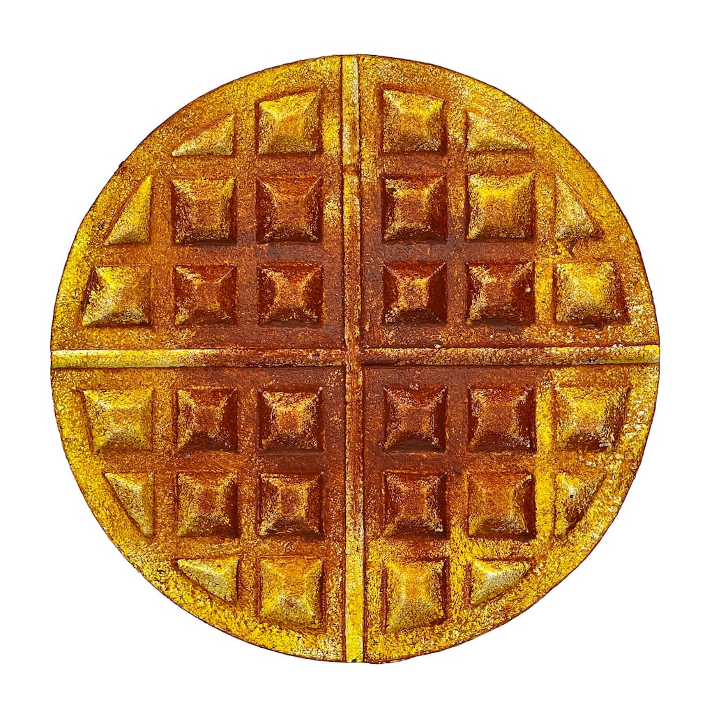 Zeckos Round Waffle Cast Iron Trivet 8" Kitchen Decor And Wall Hanging - 8 X 8 X 0.5 inches