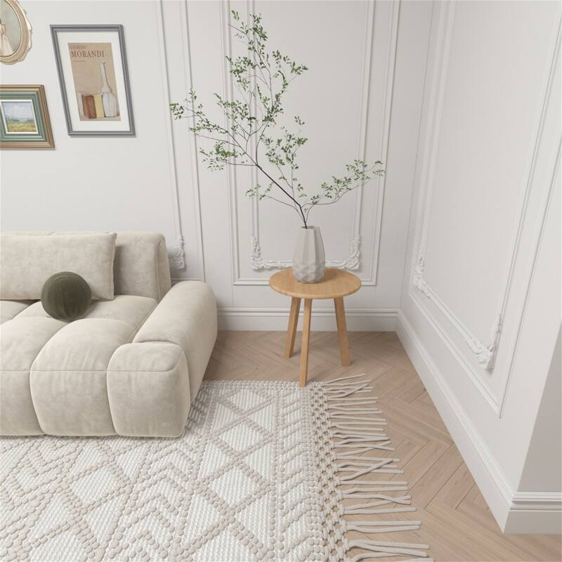 Natural Solid Oak Wood Round End Table