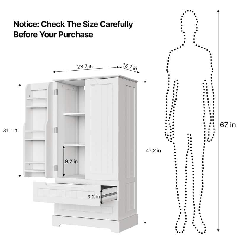 Kitchen Pantry Storage Cabinet with Drawers Freestanding Bathroom Storage Cabinets, Small Food Pantry Cabinet