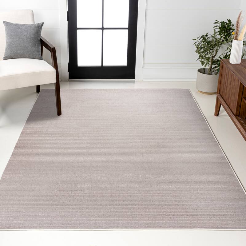 JONATHAN Y Athens Modern Minimalist Pinstripe High-Low Rug - 4 X 6 - Cream/Silver
