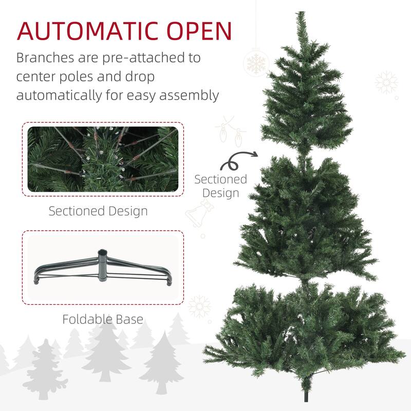Pre-Lit 6ft/7.5ft/9ft Artificial Christmas Tree with Realistic PVC Needles and Easy Setup, Ideal for Holiday Decor