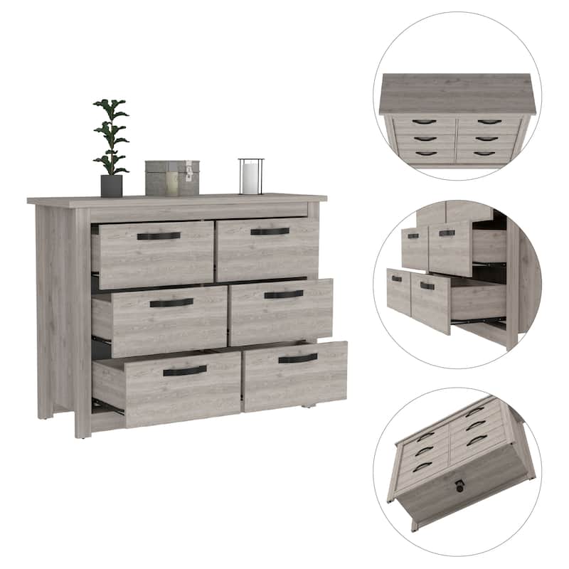 Bellingham 6-Drawer Dresser Light Gray