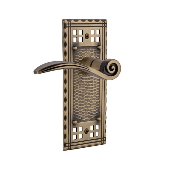 Nostalgic Warehouse CRASWN_PSG_234_NK Swan Passage Door Lever Set with Craftsman Rose for 2-3/4" Backset Doors