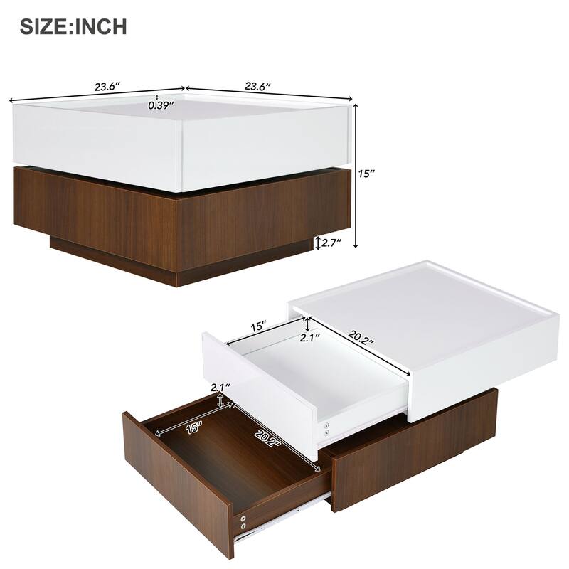 Harper&Bright Designs 360°Rotating Coffee Table with 2 Drawers