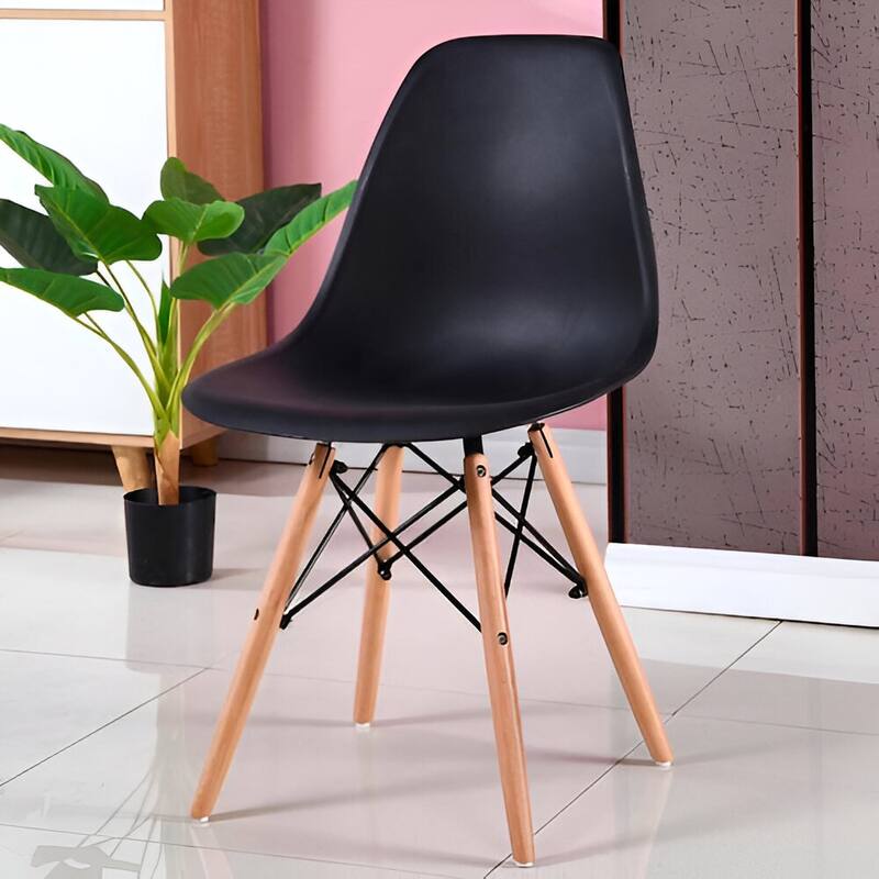 Modern Eiffel Dining Chair in Wood Base (Set of 4)
