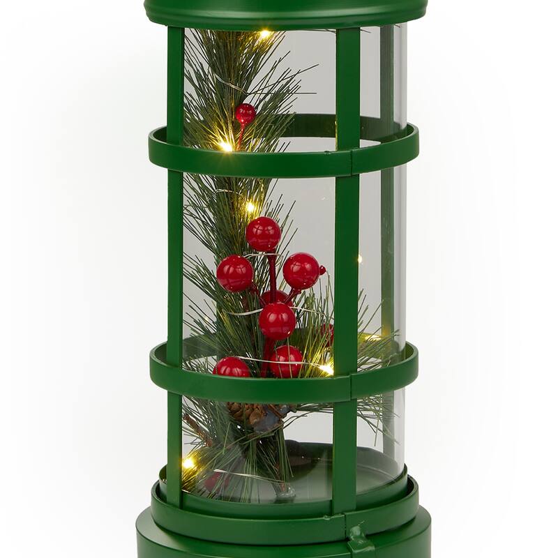 Alpine Corporation Metal and Glass Lantern with Warm White LED Lights