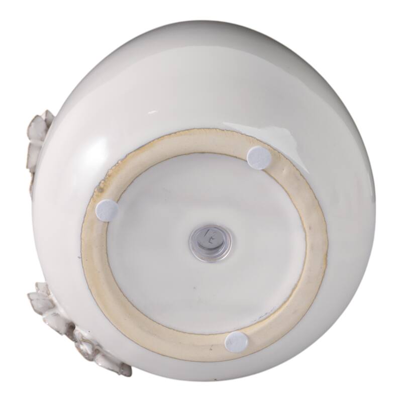 Ceramic Planter Raised Floral Detailing Glossy Decorative Display