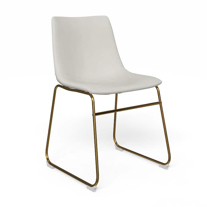 Petra Vegan Leather Side Chairs with Gold Legs (Set of 2) - White / Gold Legs