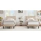 preview thumbnail 1 of 58, VECELO Tufted Upholstered Kids Bed with Adjustable Headboard,Twin Size Bed Set of 2 Beige