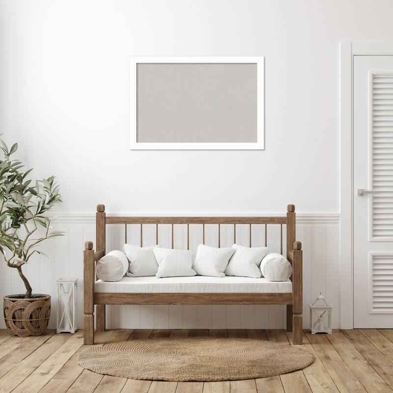 Basic Narrow Wood Framed Grey Corkboard Bulletin Board