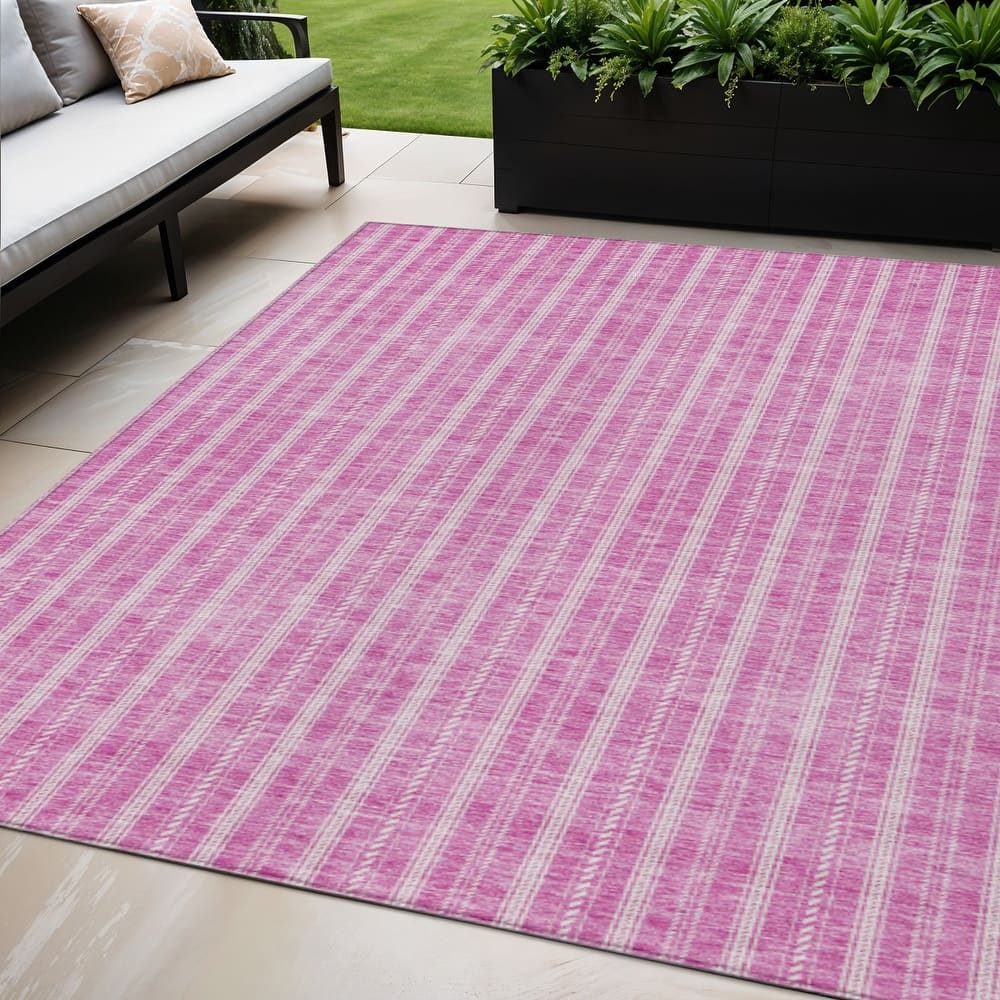 HomeRoots Striped Transitional Rectangle Outdoor Rug