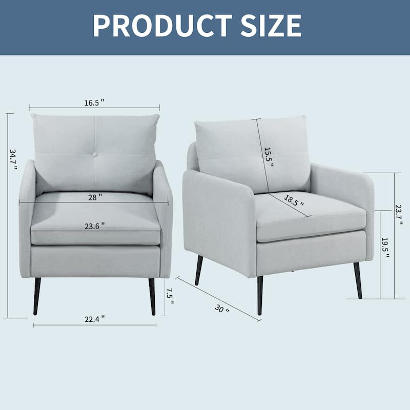 Chenille Armchair, 28" W Single Sofa Chair for Living Room & Bedroom, Modern Lounge Chair Upholstered Reading Chair