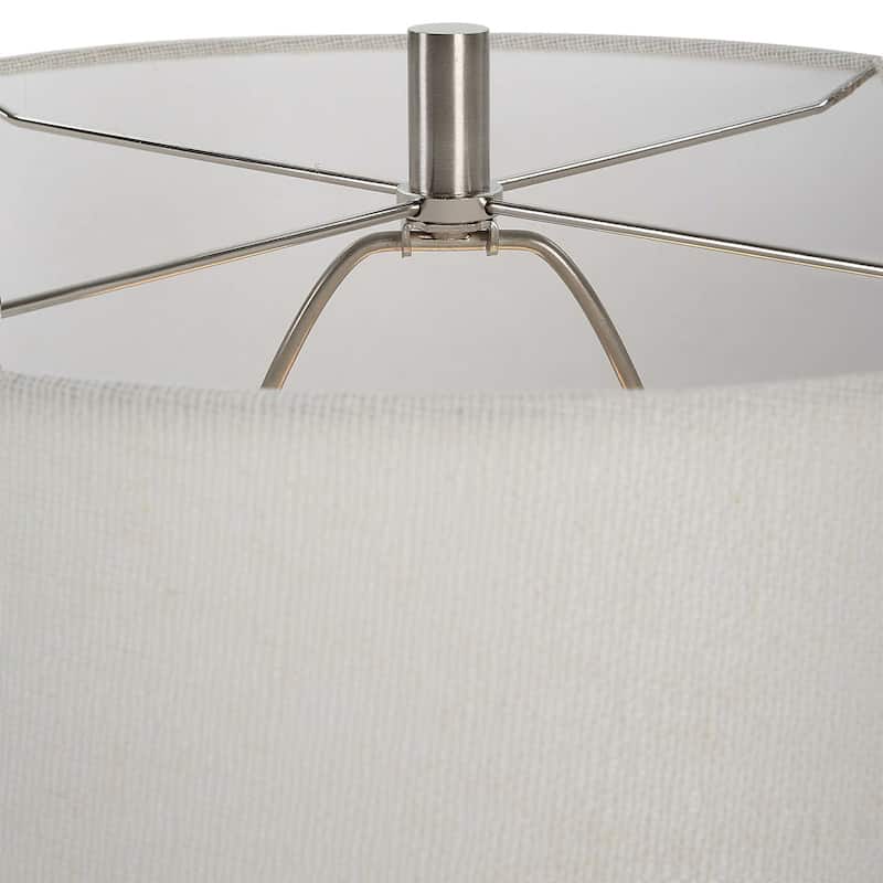 Glossy Table Lamp with Tapered Shade - 24.5" - White
