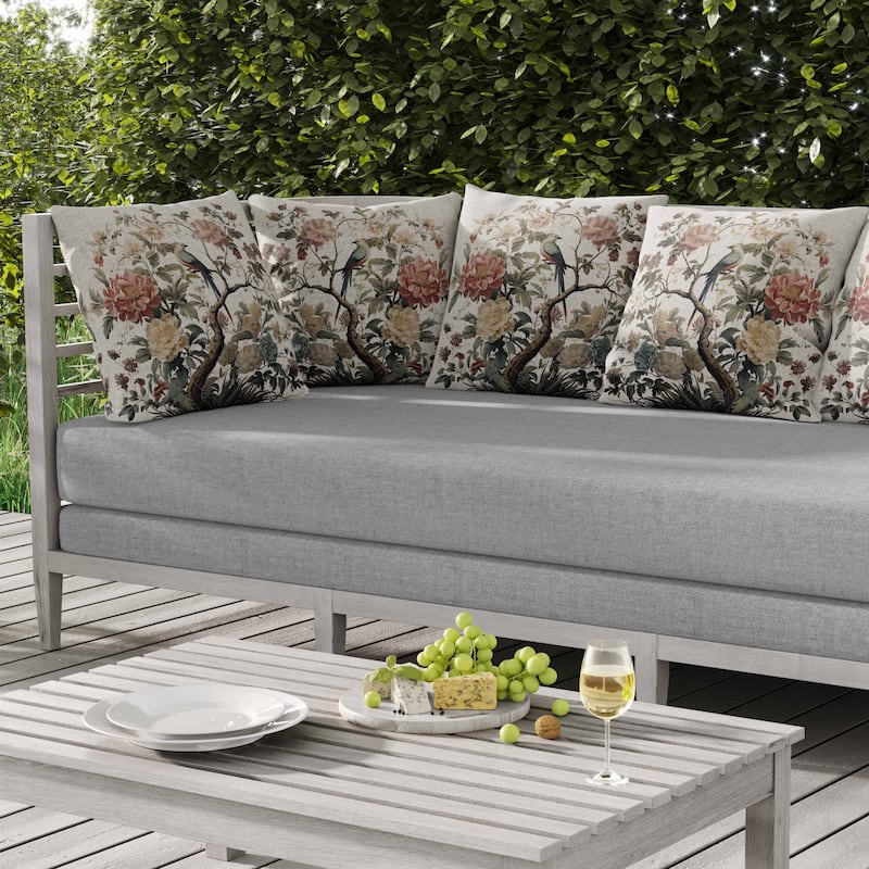 Bloom Bower Bliss Indoor/Outdoor Reversible Throw Pillow White and Green