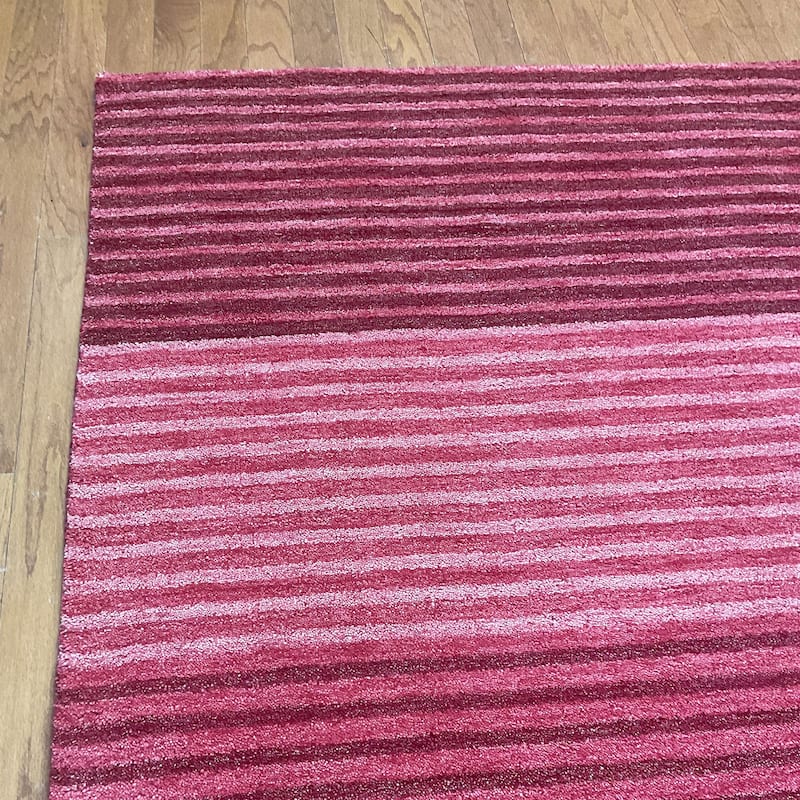 HERAT ORIENTAL 4' x 6' Handmade Horizontal Striped Tibetan Ombre Wool Rug - 4' x 6'