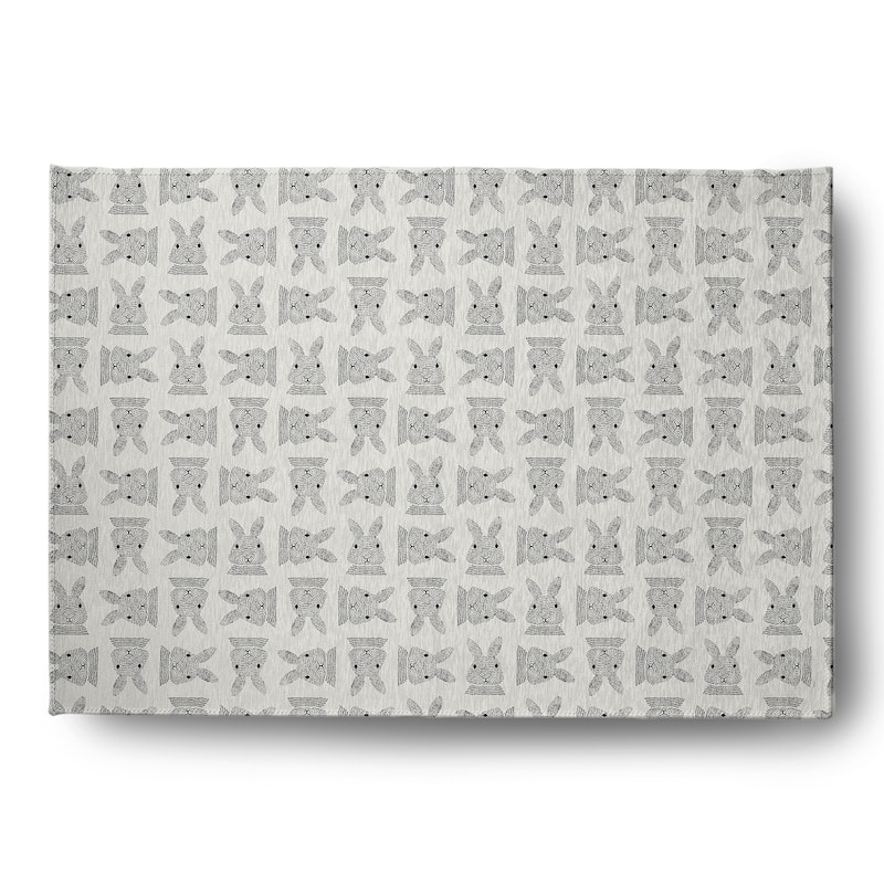 Criss Cross Bunnies Easter Chenille Rug - Whisper White - 5' x 7'