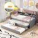 preview thumbnail 2 of 12, Twin XL Size Wood Daybed with 2 Trundles, 3 Storage Cubbies, 1 Light for Free and USB Charging Design Creative Triple Bunk, Gray
