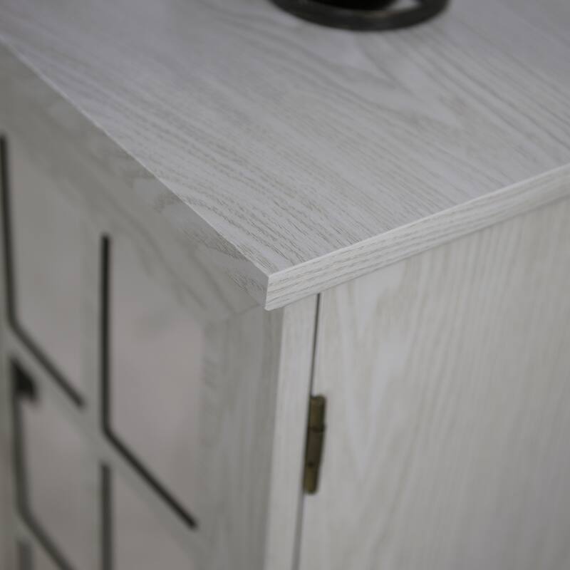 45" W Storage cabinet with 3 mirrored acrylic doors, sideboard with adjustable shelves for living room, dinning room