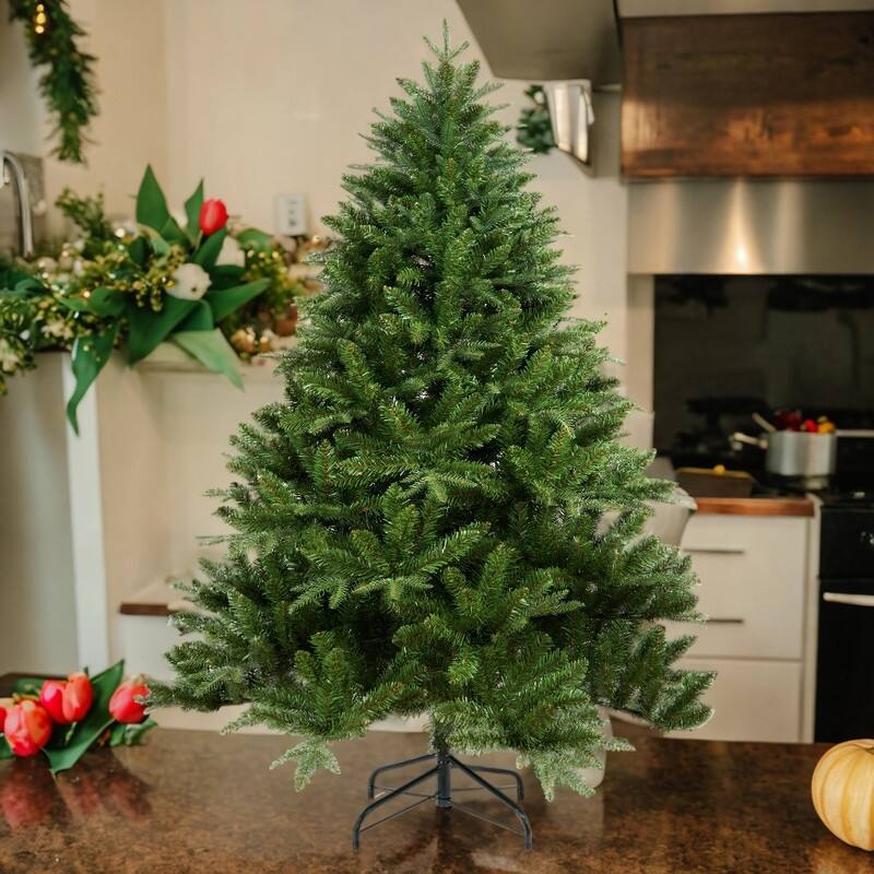 6FT Artificial Christmas Tree with 1600 Tips Unlit Hinged Spruce PVC