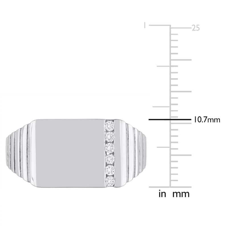 Miadora 1/10 CT TDW Diamond Mens Ring in Sterling Silver