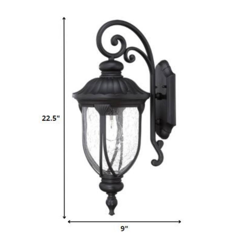 Aluminum Wall Sconce with Seeded Glass Outdoor Flush Mount - 11.5” x 9” x 22.5” (D x W x H)