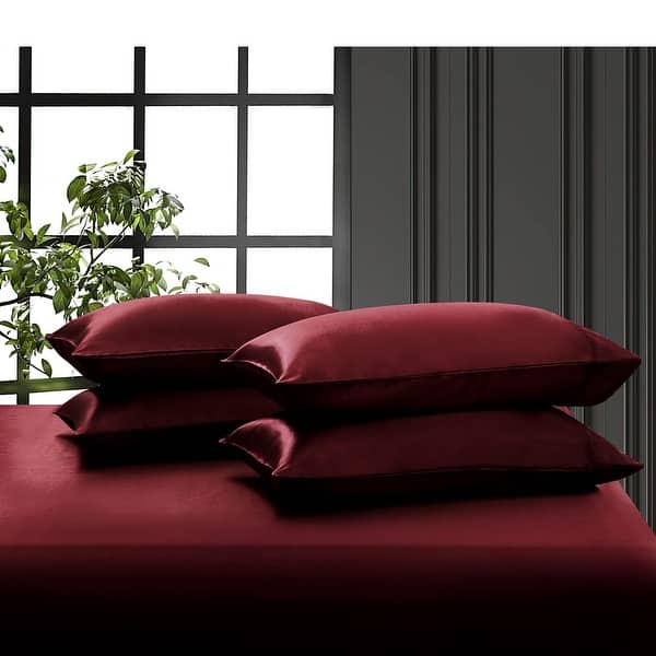 ALPHA HOME King Size Red Sheet Set – 4 Pieces: Fitted, Flat, And 2 Pillowcases 2 thumbnail image