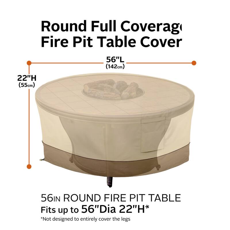 Classic Accessories Veranda Water-Resistant 56 Inch Round Fire Pit Table Cover