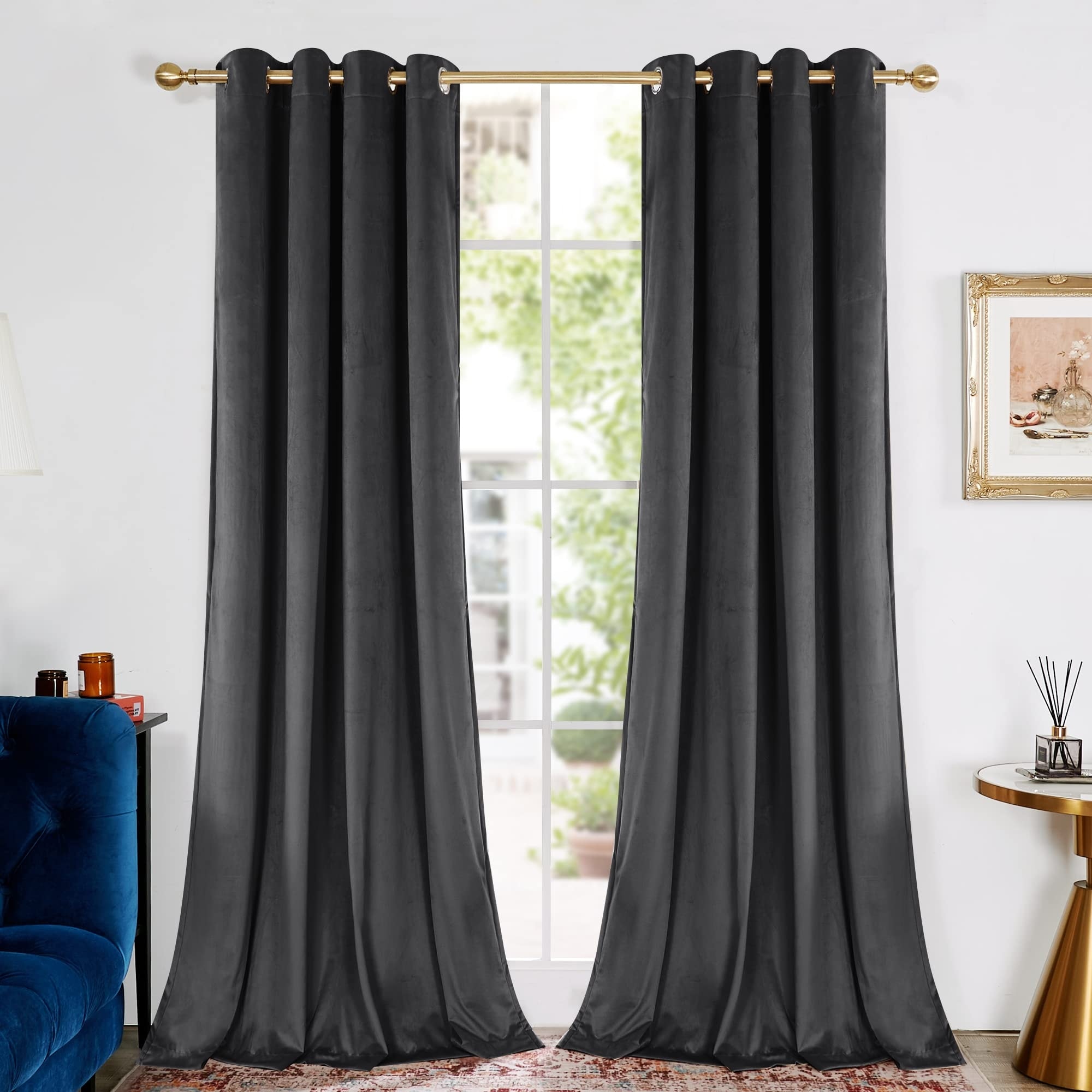 Deconovo Velvet Total Blackout Curtain 2 Panel On Sale Bed