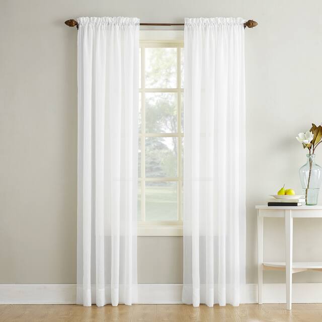 No. 918 Erica Sheer Crushed Voile Single Curtain Panel, Single Panel - 51 x 63 - White