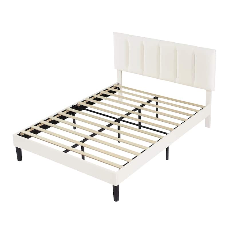 Javlergo Velvet Upholstered Platform Bed Frame with Adjustable Headboard