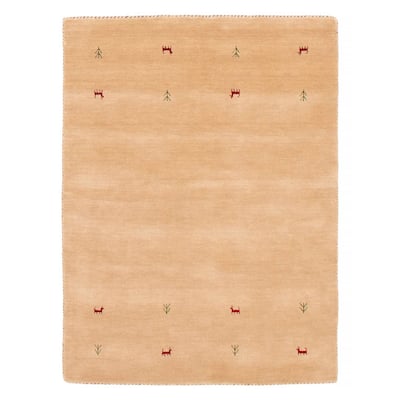 Kashkuli Gabbeh Beige Rug 3'10" x 5'5" - 3'10 x 5'5