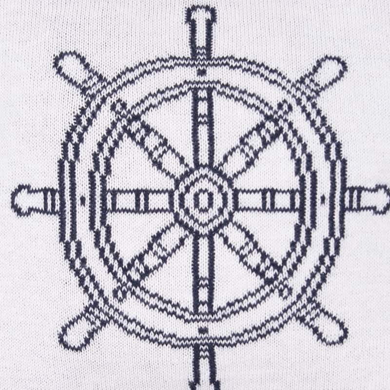 10" x 10" Ship Wheel Knitted Throw Pillow