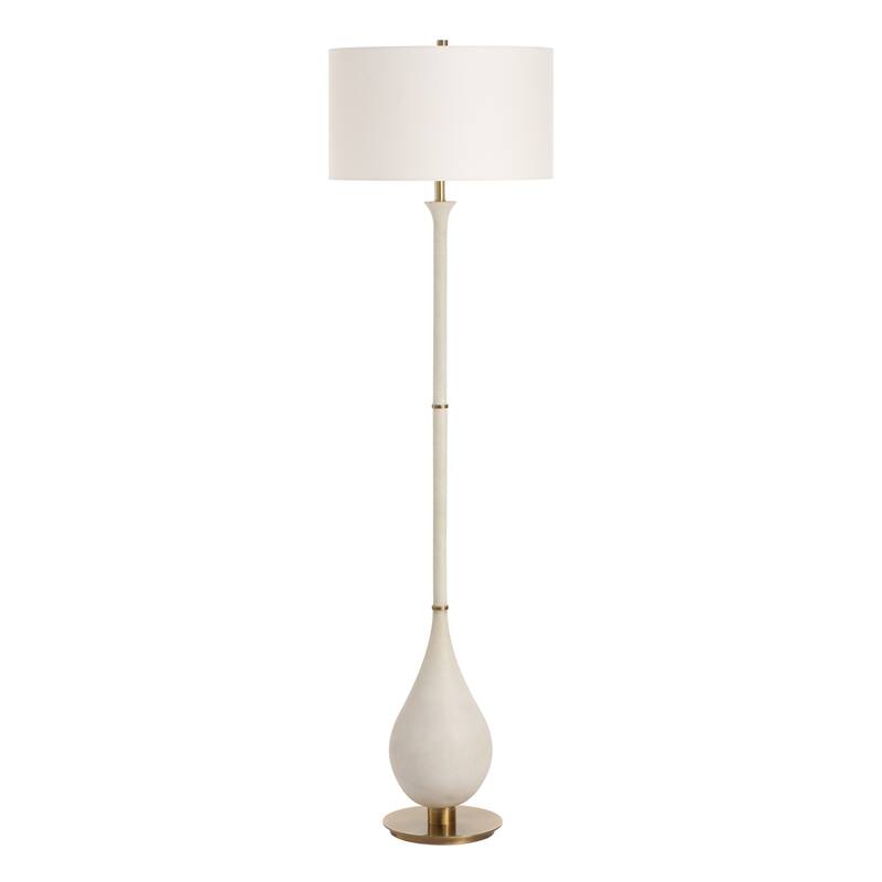 Dewdrop Marble Base Floor Lamp with Drum Shade - 64" - White
