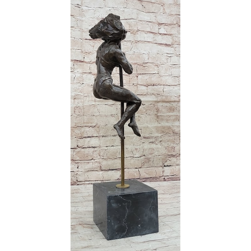 Female Dancer Stripper On Pole - Bronze Sculpture Original Art By Aldo Vitaleh