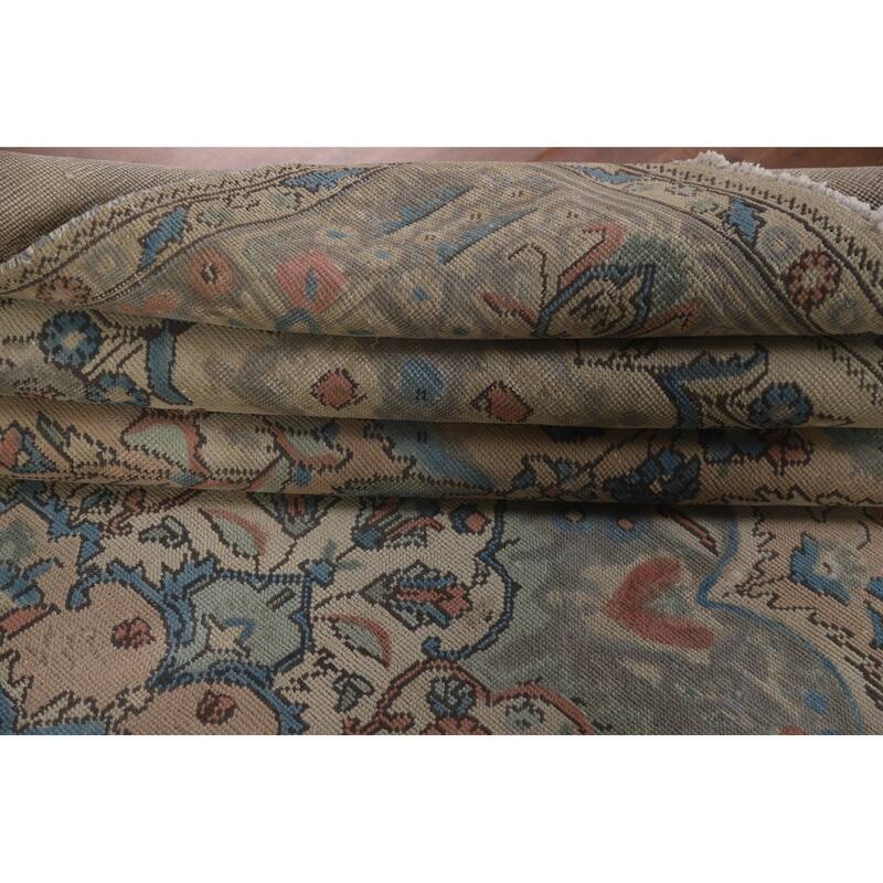 Hand Knotted Oriental 100% Wool Carpet Traditional Floral Pink Tabriz Area Rug - 12' 6'' X 9' 6''