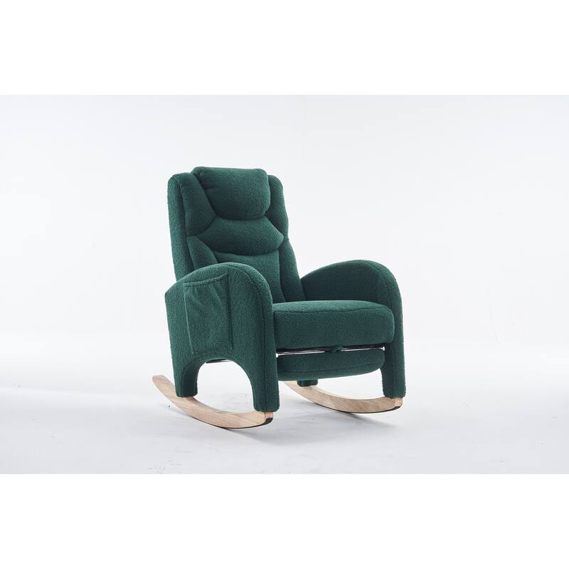 Fabric Upholstered Nursery Rocking Chair with Adjustable Footrest