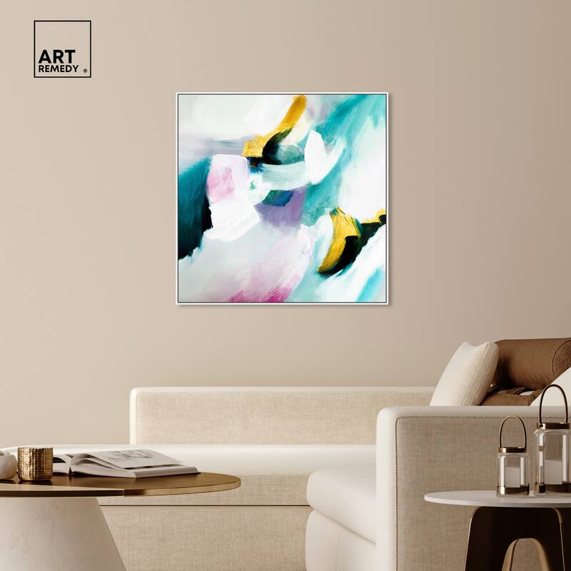 Art Remedy Still Violas Ii Framed Blue Abstract 1 Piece Canvas Wall Art