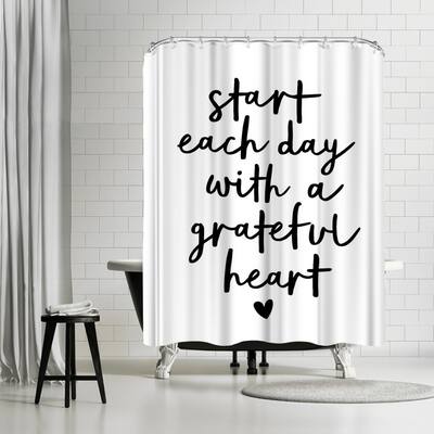 Americanflat 71" x 74" Shower Curtain, Start Each Day With A Grateful Heart by Motivated Type