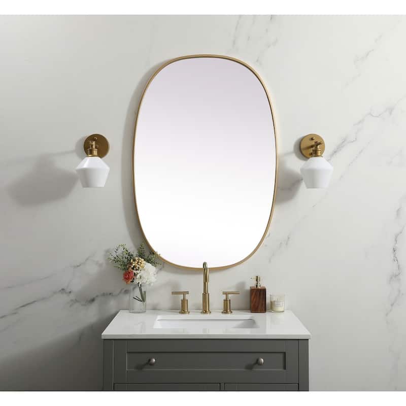 Indigo Home Metal Frame Oval Mirror 27x40 Inch