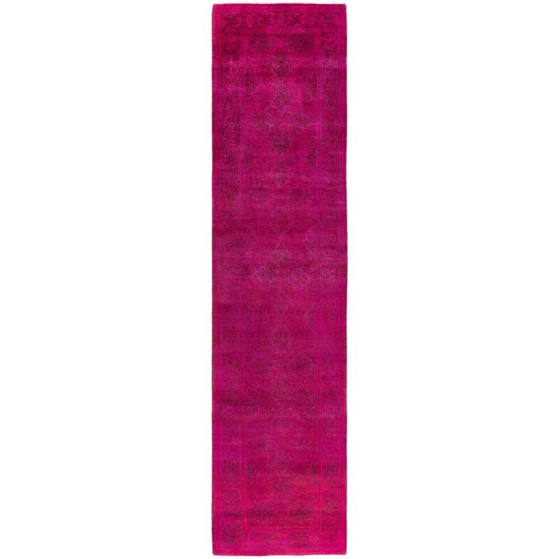 Overdyed One-of-a-Kind Hand-Knotted Runner Rug - Pink - 2' 6" x 10' 5"