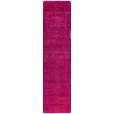 Overdyed One-of-a-Kind Hand-Knotted Runner Rug - Pink - 2' 6" x 10' 5"