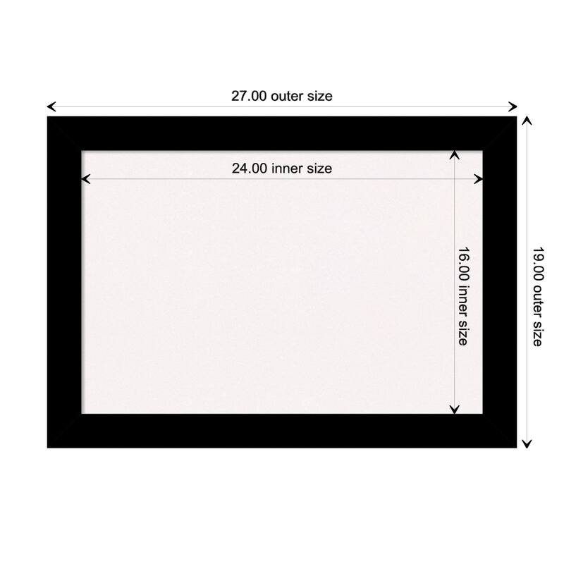 Brushed Framed White Corkboard Bulletin Board - Brushed Black - Board Size 24x16