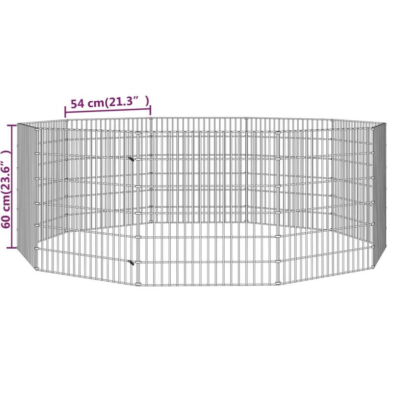 vidaXL Free Range Animal Enclosure Rabbit Hutch Free Range Pen Galvanized Iron