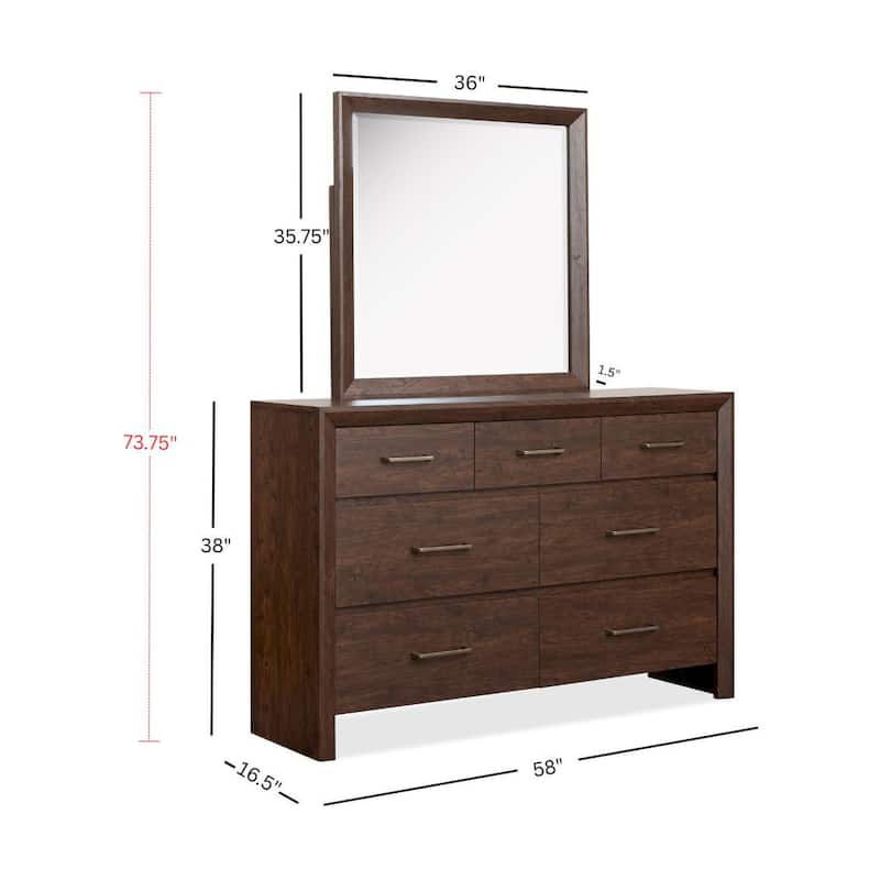 Magnussen Home Llewellyn Columbian Walnut Dresser with Portrait Mirror