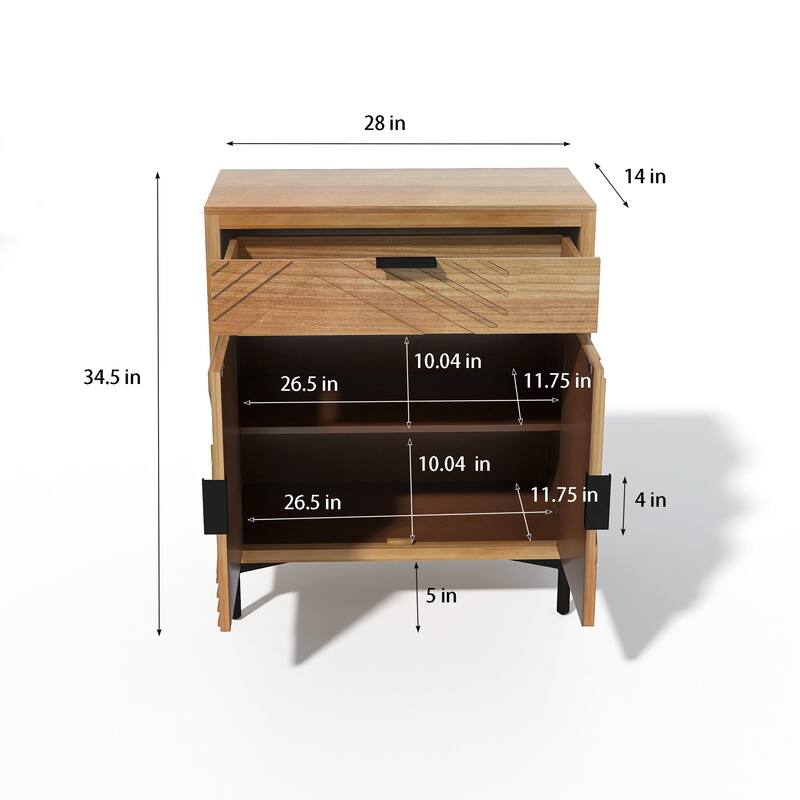 32" Tall Hand-Carved Large Storage Farmhouse Accent Cabinet