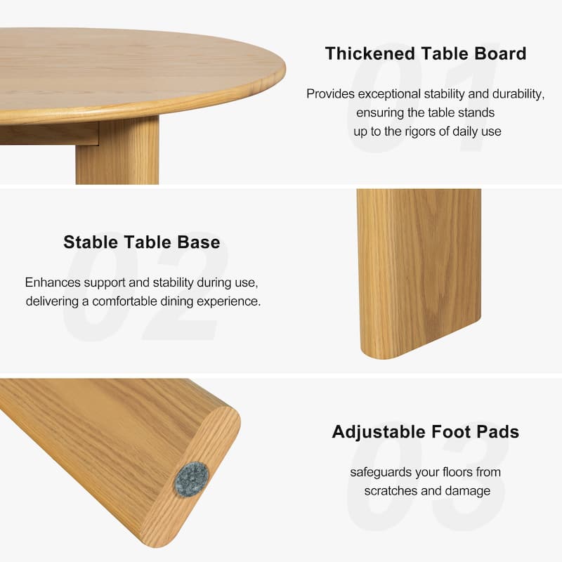 Solid Wood Farmhouse Dining Table Round Wood Top for Modern Dining Rooms & Family Gatherings