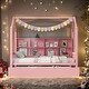 preview thumbnail 4 of 8, Wooden Twin Size House Bed with Trundle and Shelf for Kids