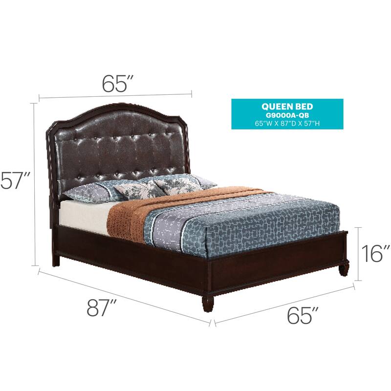 Queen Size Particle Board Transitional Platform Bed with Sturdy Construction